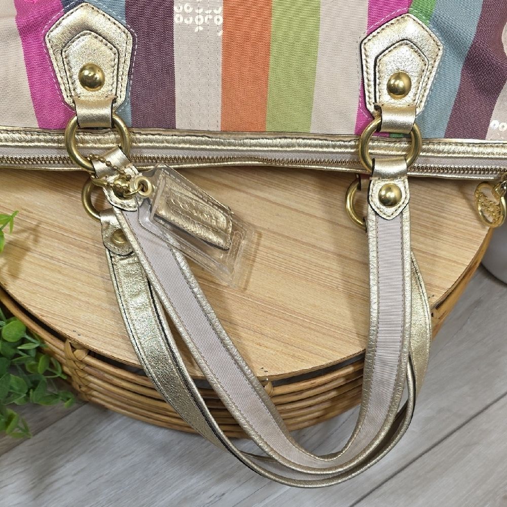 Coach Poppy Legacy Stripe Glam Tote - Picture 11 of 15